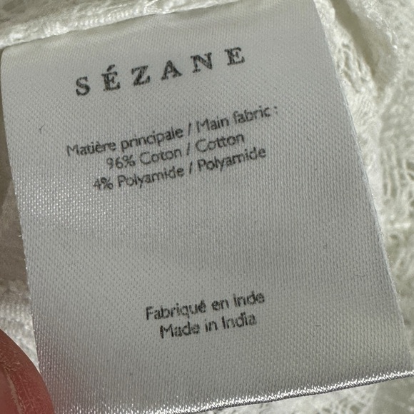 Sezane Leonora Blouse Ecru White Size 34 French US 2 V-Neck Ruffle Sheer Lace - Picture 6 of 14